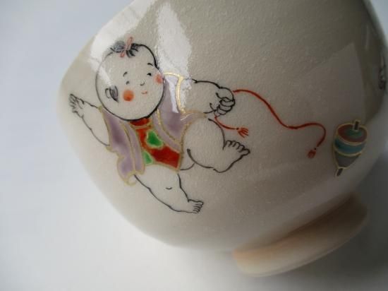 色絵 唐子茶碗 (共箱)山川巌 - 茶道具販売 栗林園