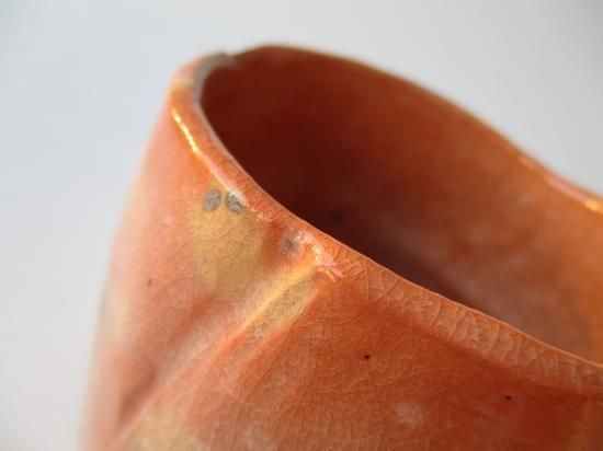 光悦 「雪片」写 赤楽筒茶碗 (共箱)佐々木昭楽 - 茶道具販売 栗林園