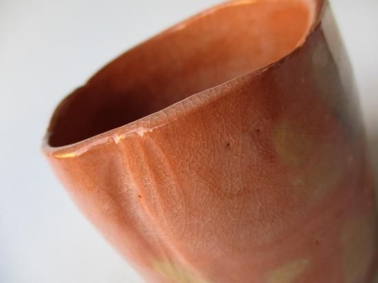 光悦 「雪片」写 赤楽筒茶碗 (共箱)佐々木昭楽 - 茶道具販売 栗林園
