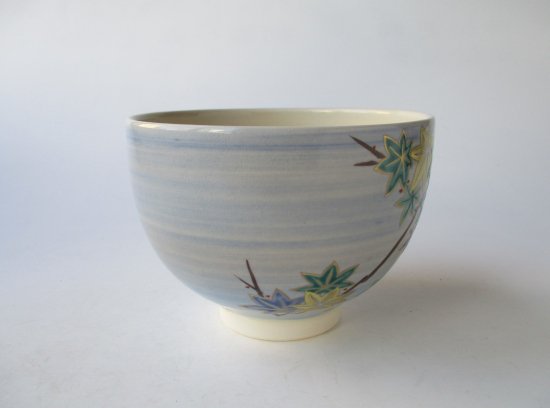 青釉 青楓絵茶碗 (紙箱)山川司 - 茶道具販売 栗林園