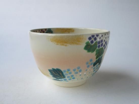 色絵 あじさい茶碗 (紙箱)加藤起楽 - 茶道具販売 栗林園
