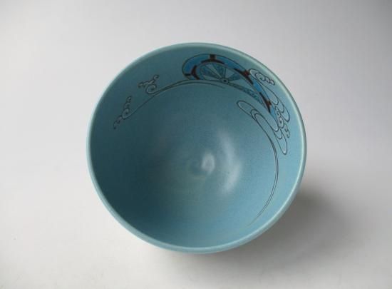 トルコ釉 流水車茶碗 (紙箱)水出宗絢 - 茶道具販売 栗林園