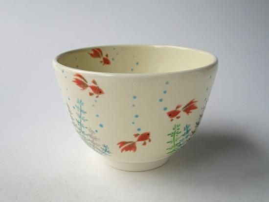 加藤起楽　色絵茶碗　金魚 楽天市場】【茶器/茶道具 抹茶茶碗】 色絵茶碗 金魚 加藤起楽作