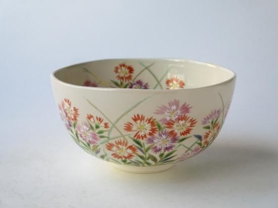 色絵 撫子茶碗 (共箱)森下秋彩 - 茶道具販売 栗林園 色絵 撫子茶碗 (共箱)森下秋彩 - 茶道具販売 栗林園