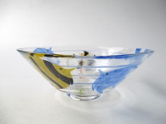 ガラス工芸作家 東太武朗 義山 女郎花 茶碗 共箱 compass1716013948.jpg