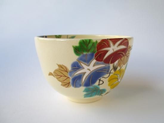 Amazon.co.jp: 782 茶碗 色絵朝顔 加藤永山 茶道 : ホーム＆キッチン