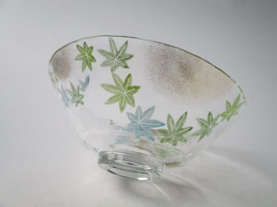 耐熱ガラス 青楓絵平茶碗 (紙箱)山岡善高・太武朗工房 - 茶道具