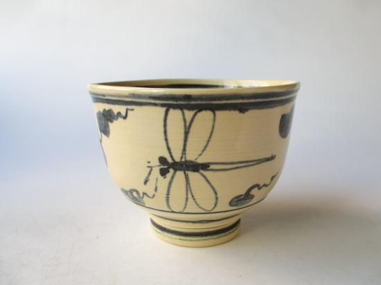 萬古焼 堀野証嗣 安南絞手蜻蛉図 写し茶碗 萬古焼 堀野証嗣 安南絞手
