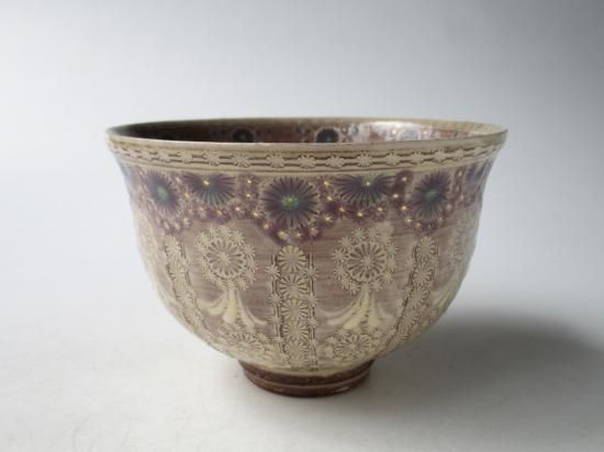 紫彩華紋茶碗 マ-15 (共箱)森里陶楽 - 茶道具販売 栗林園 紫彩華紋茶碗 マ-15 (共箱)森里陶楽 - 茶道具販売 栗林園