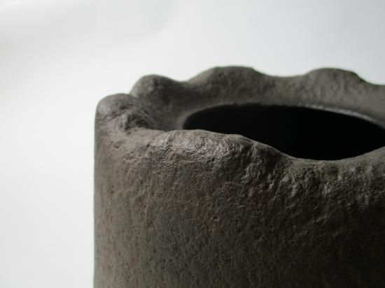 十一代 加藤忠三郎（作) 竹文 筒釜 共箱 茶道具 風炉用 y1848 - 釜