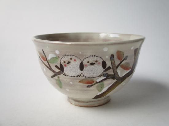 粉引 シマエナガ茶碗 (紙箱)清和窯 - 茶道具販売 栗林園