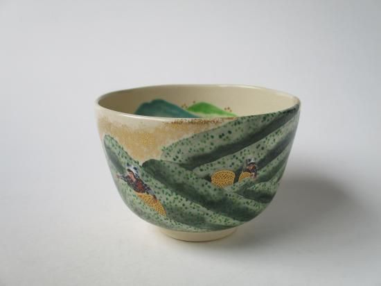 山本蓼 仁清写 小菊 茶碗 共箱 茶道具