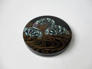 渋草焼き　香合 木箱付き 渋草焼き 香合 木箱付き