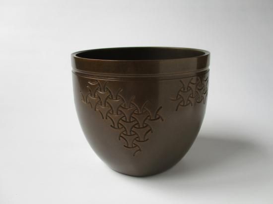 訳あってお買い得！30～80％OFF 独楽繋彫 唐銅棒ノ先建水 大西清右衛門 十四代 (共箱)大西浄中 工芸品