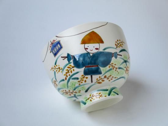 加藤永起作　茶碗　色絵　六瓢四君子 加藤永起作 茶碗 色絵 六瓢四君子