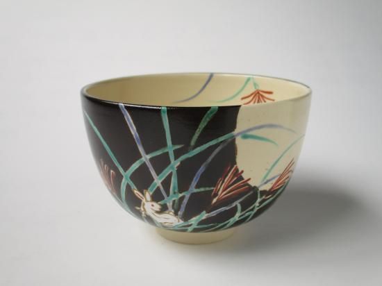 色絵 月に兎茶碗 (共箱)加藤ひろこ - 茶道具販売 栗林園