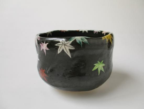 彩紅葉茶碗 (共箱)吉村楽入 - 茶道具販売 栗林園