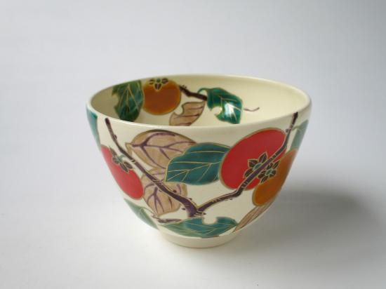 ヨシノヒトシ　色絵茶碗 色絵 柿茶碗 (紙箱)加藤永山 - 茶道具販売 栗林園
