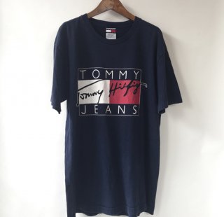 トミー ヒルフィガー(Tommy Hilfiger) TOMMY JEANS 90's ビッグロゴ　半袖Tシャツ 紺(ネイビー)/レターパックライト可