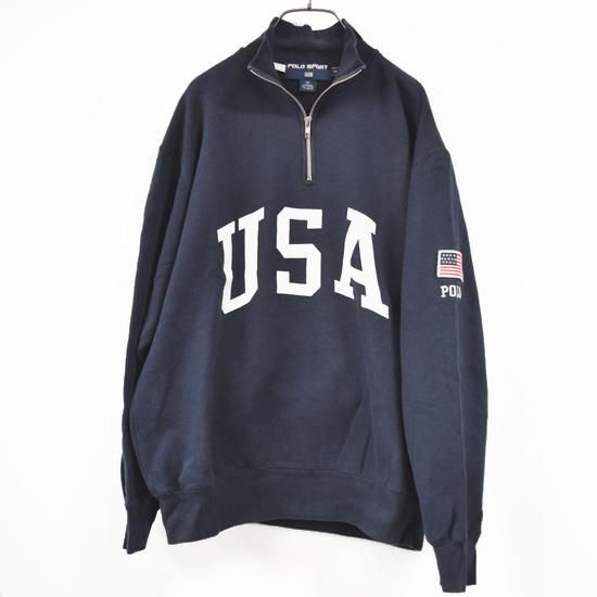 RALPH LAUREN POLO SPORT USAロゴハーフジップスウェット 紺(ネイビー ...