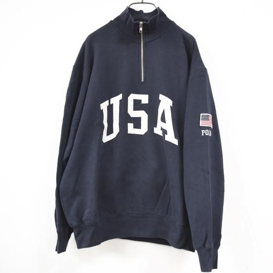 RALPH LAUREN POLO SPORT USAロゴハーフジップスウェット 紺