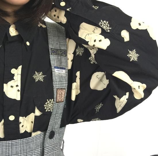 Karl Helmut (PINKHOUSE) カールくん雪だるま総柄シャツ 黒(ブラック ...