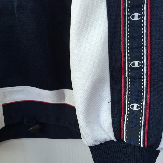 Champion トラックジャケット 袖ロゴライン 白×紺(ホワイト