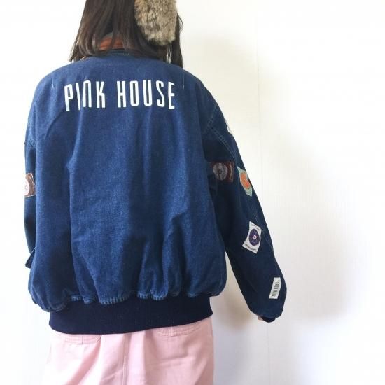 PINK HOUSE ワッペンいっぱいデニム中綿ブルゾン - 古着屋マッシュ ...