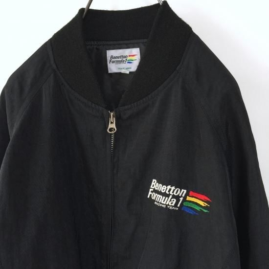 Benetton Formula フリース×キルト袖ワッペン コート 緑×黒 - 古着屋 ...