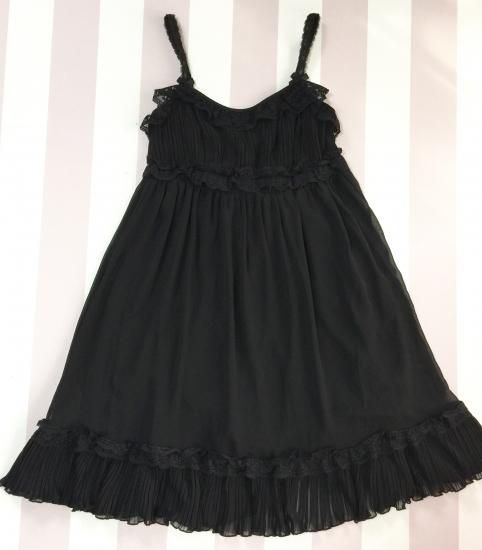 プリーツシフォン ネグリジェワンピース 黒 古着屋マッシュ かわいくて安い古着のお通販 プリーツシフォン ネグリジェワンピース 黒 古着屋マッシュ かわいくて安い古着のお通販