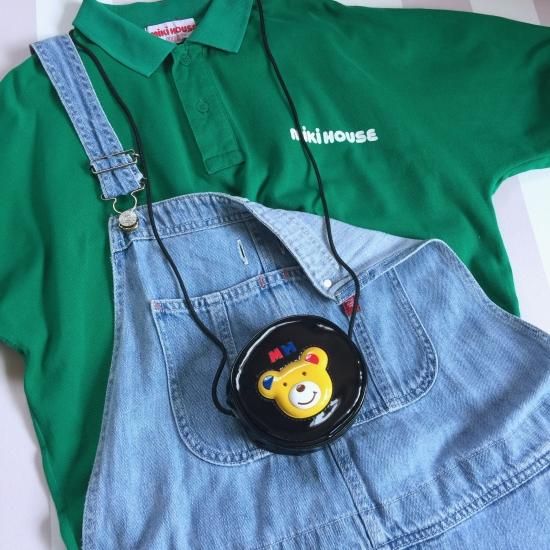 MIKIHOUSE ビッグロゴ ポロシャツ 緑(グリーン)/-古着屋マッシュ