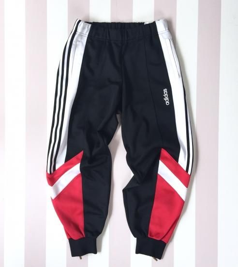 Adidas 裾絞りジャージパンツ 黒 赤 白 古着屋マッシュ