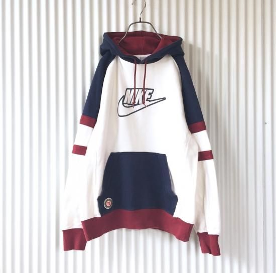 Nike 切り替えデザインパーカー くすみトリコロールカラー 古着屋マッシュ Nike 切り替えデザインパーカー くすみトリコロールカラー 古着屋マッシュ