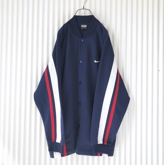 NIKE スタジャン襟ロングジャージ /ネイビー- 古着屋マッシュ