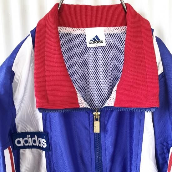 adidas トリコロールカラーナイロンジャージトップス- 古着屋マッシュ