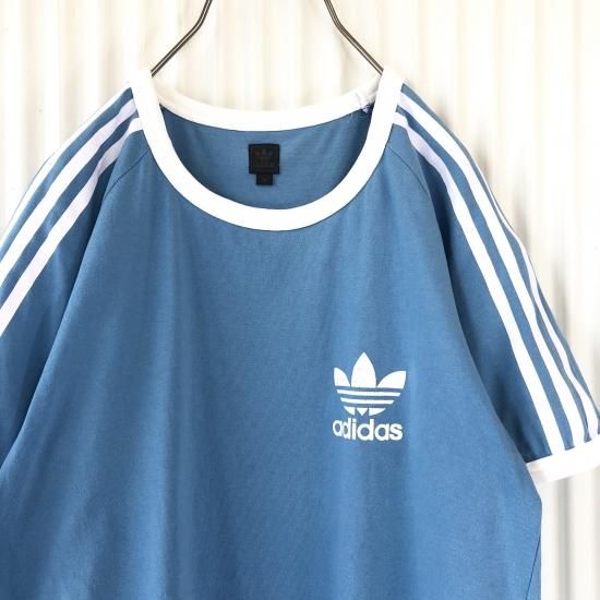 adidas トレフォイルプリント 3ライン リンガーTシャツ- 古着屋