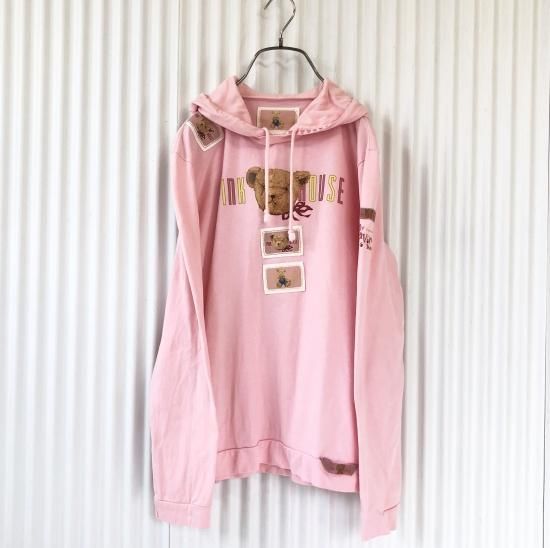 PINK HOUSE くまちゃんパーカーロンT /ピンク-古着屋マッシュ