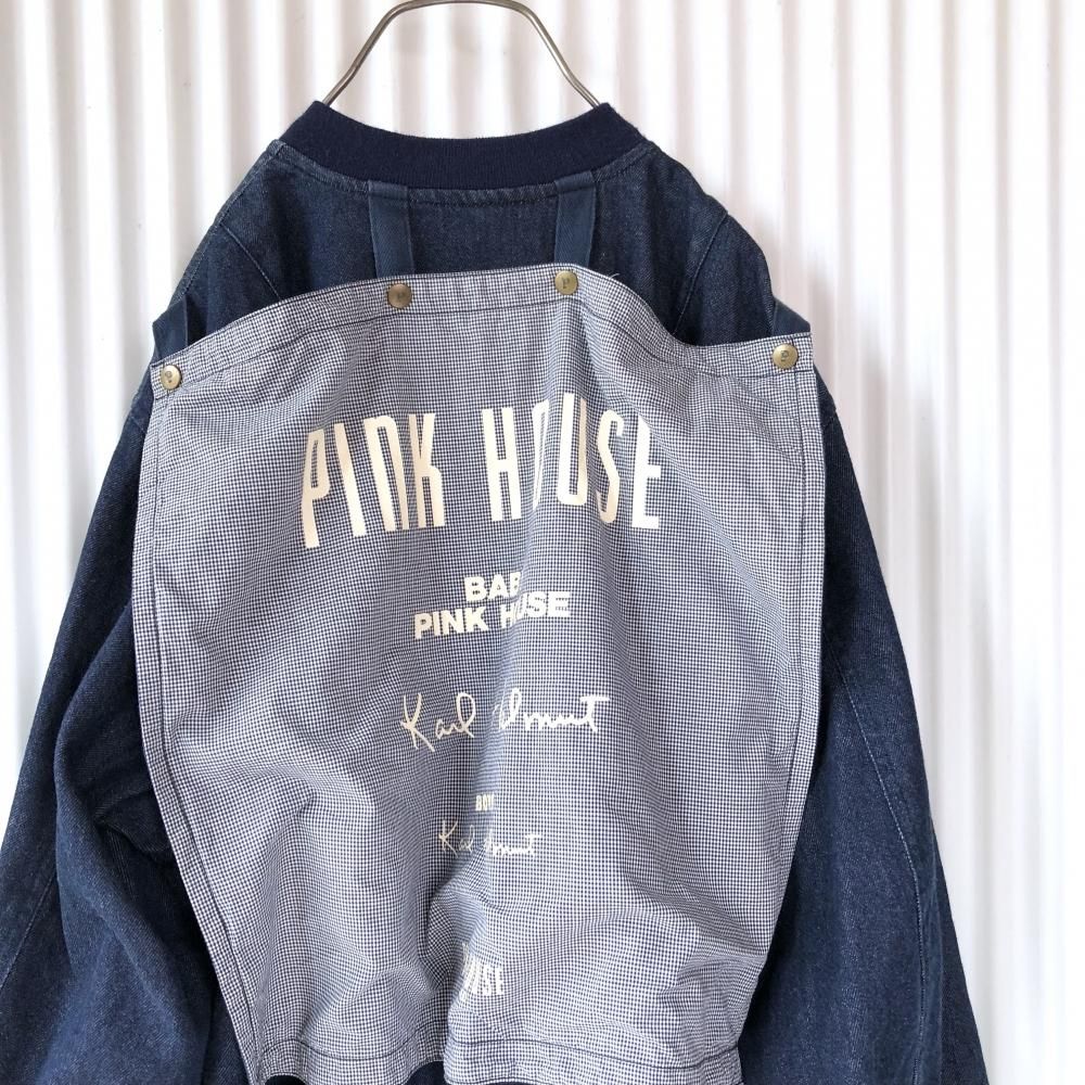 PINK HOUSE ギンガムゼッケンMA-1タイプブルゾン -古着屋マッシュ PINK HOUSE ギンガムゼッケンMA-1タイプブルゾン -古着屋マッシュ