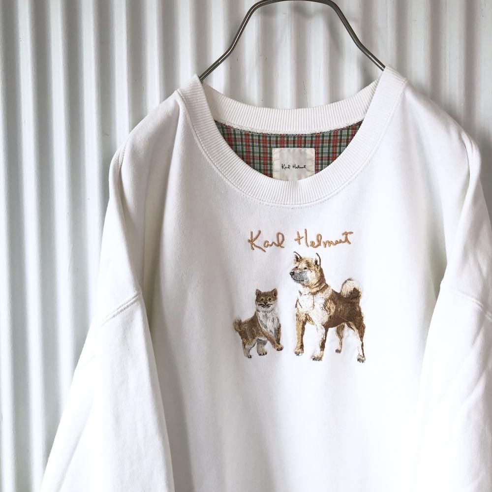 Karl Helmut 柴犬ワンちゃん刺繍スウェット-古着屋マッシュ Karl Helmut 柴犬ワンちゃん刺繍スウェット-古着屋マッシュ