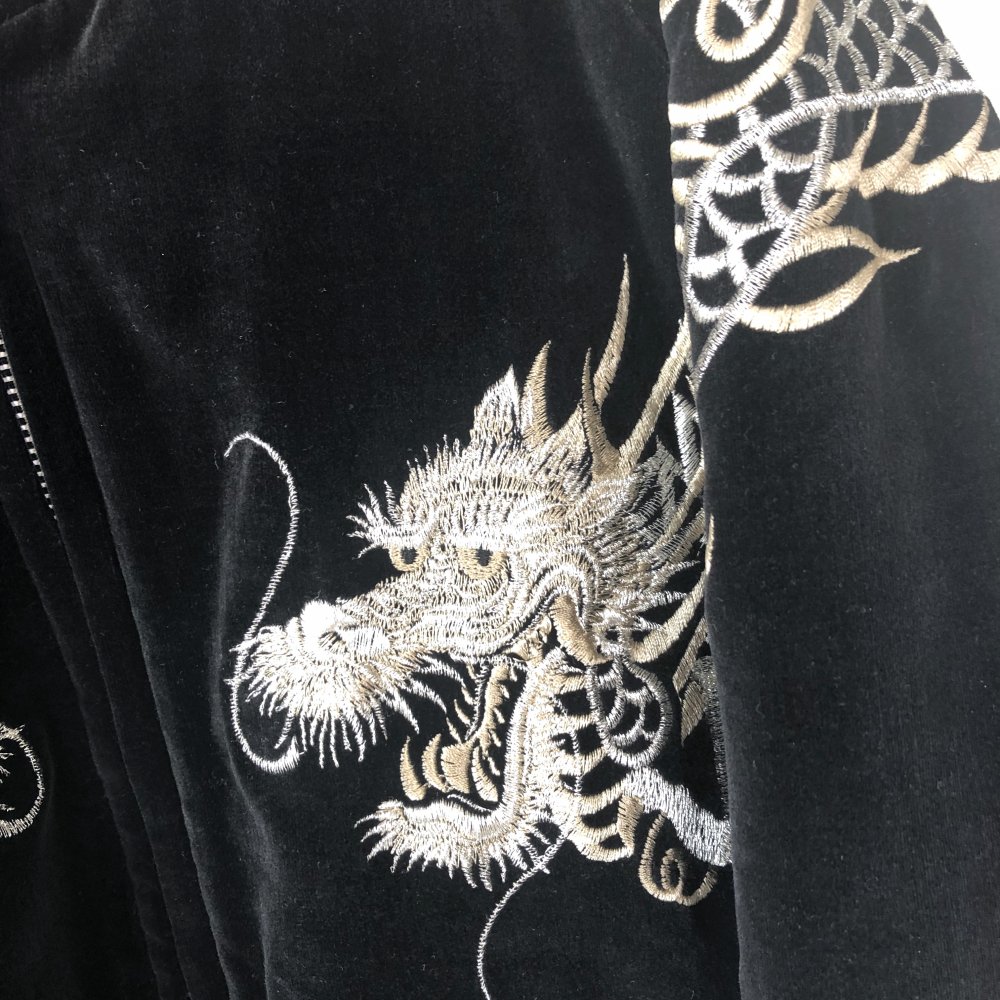 ドラゴン刺繍ベロアスカジャン-古着屋マッシュ