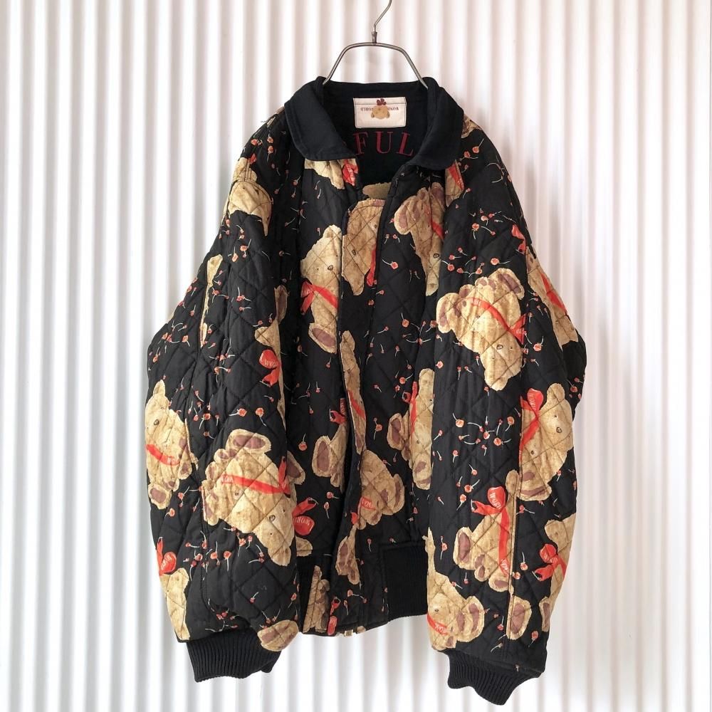 WONDERFUL WORLD くまちゃん刺繍ブルゾン/裏もくま-古着屋マッシュ