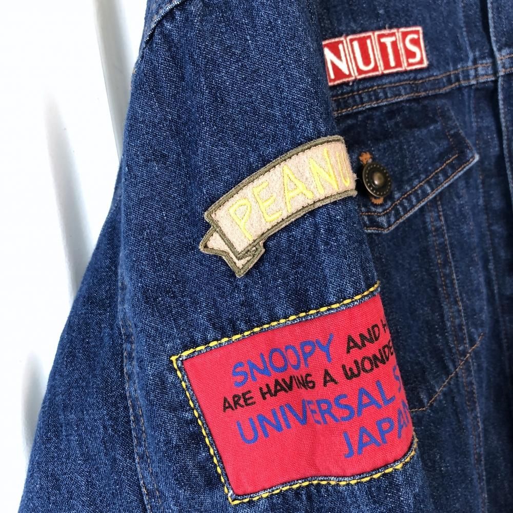 Peanuts スヌーピー刺繍デニムジャケット Mサイズ 背中のアートがインパクト大！ベルメゾン「スヌーピー」刺繍