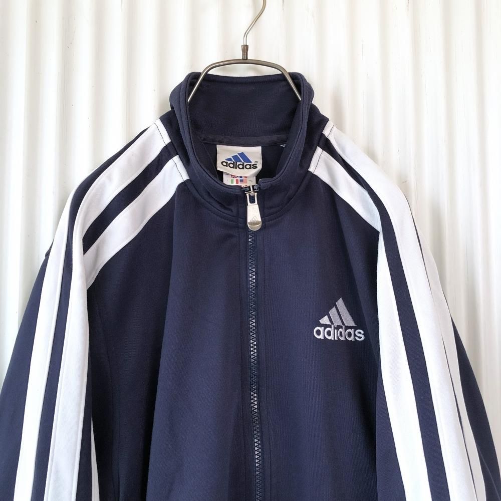 adidas 極太3ライントラックジャケット/navy-古着屋マッシュ