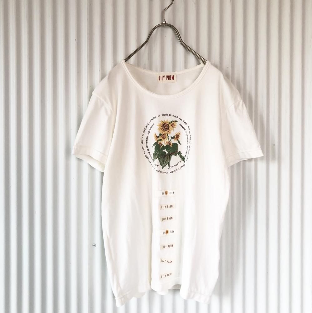 ひまわりプリント ワッペンtee 古着屋マッシュ
