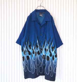 Blue fire pattern shirt