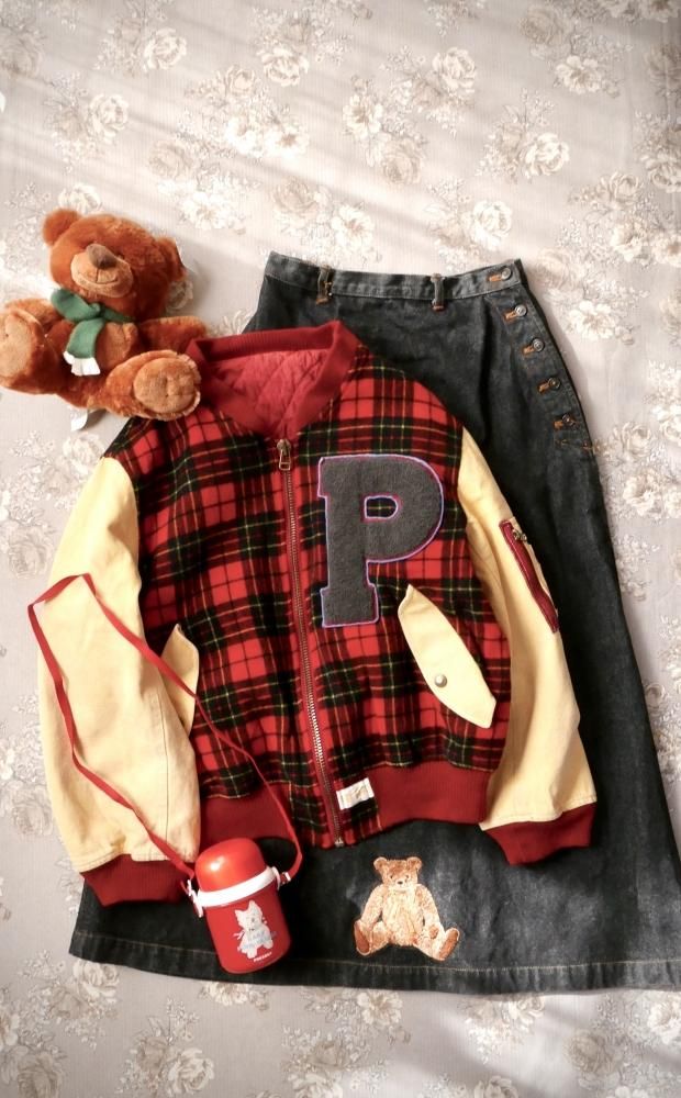 PINK HOUSE 赤 スタジャン スキーピエロWOOLスタジャン/ブルゾン/M