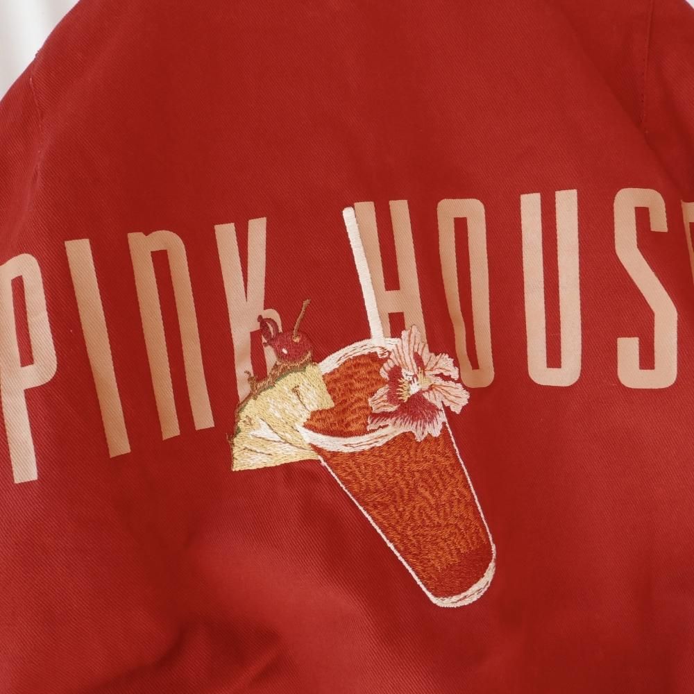 PINK HOUSE フルーツカクテル刺繍バックロゴMA-1タイプブルゾン-古着屋