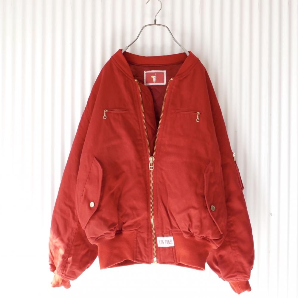 PINK HOUSE フルーツカクテル刺繍バックロゴMA-1タイプブルゾン-古着屋