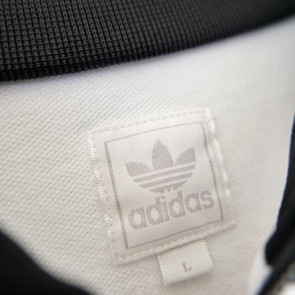 adidas 3ライン×ロゴトラックジャケット/白黒- 古着屋マッシュ