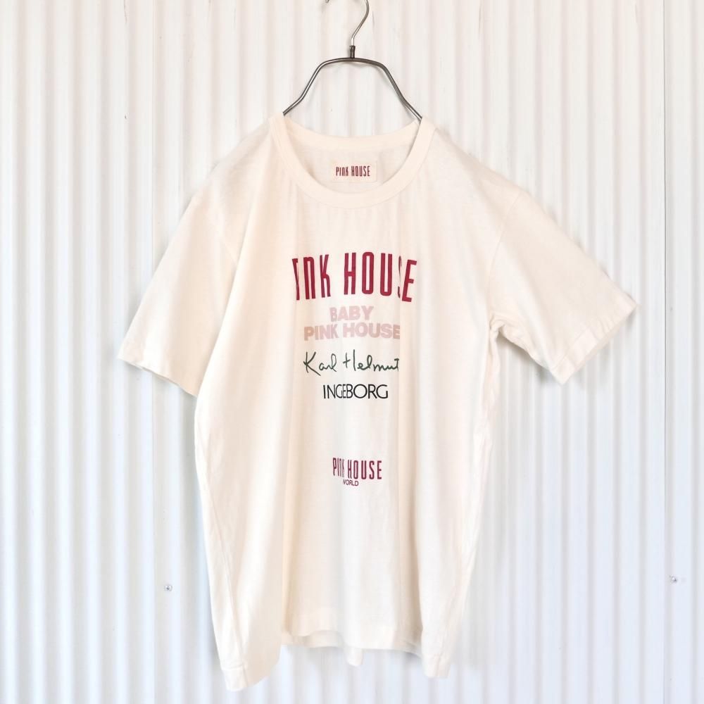 Pink House ワールドロゴプリントtee White 古着屋マッシュ